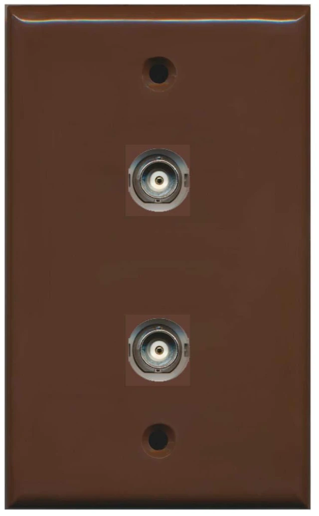 Main image of 2 Port BNC Wall Plate - Brown - Bracket Included