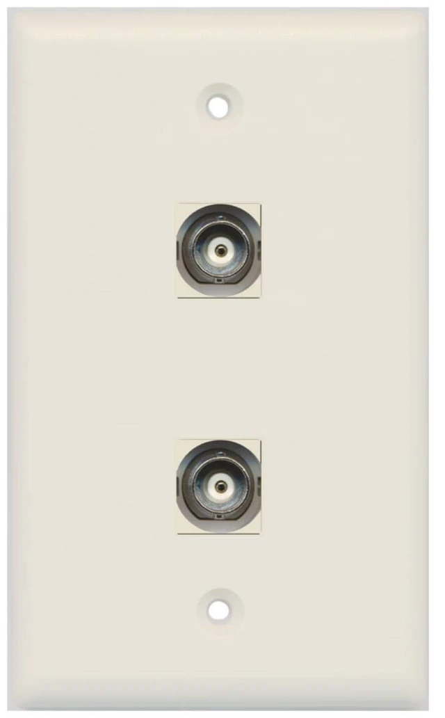 Main image of 2 Port BNC Wall Plate - Light Almond - Bracket Included
