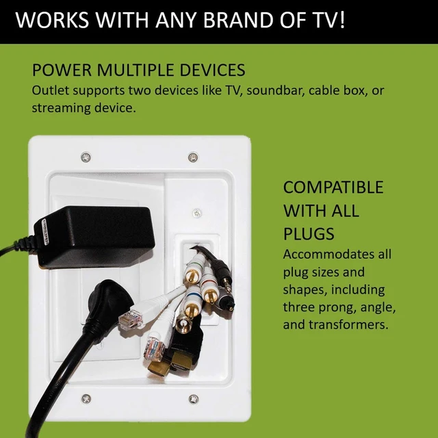 Alt view image 5 of 7 - Legrand, Home Office & Theater, In Wall TV Power Kit, Black, 6ft Length, HT22U2BKR6