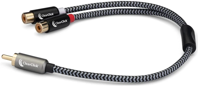 Main image of RCA Audio Splitter Cable - 1 Male to 2 Female - Premium Quality Plug and Play, Braided Cable
