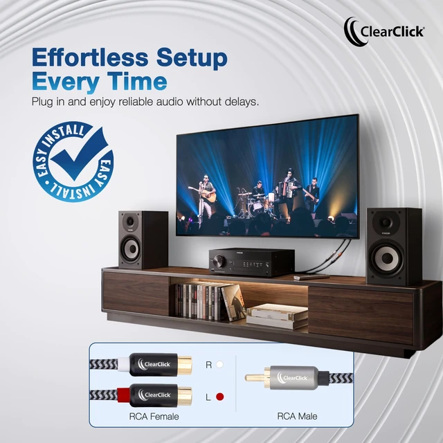 Alt view image 7 of 7 - RCA Audio Splitter Cable - 1 Male to 2 Female - Premium Quality Plug and Play, Braided Cable