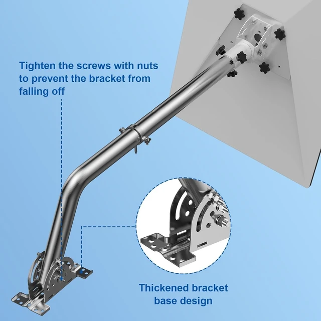 Alt view image 6 of 7 - Starlink Pole Mount for Standard 4, 4X, 28 in Wall Mounting Kit 430 Stainless Steel Wall Mount with Pipe Adapter, 160° Tilt Adjustable, fits Star-Link Gen 3(V3),Gen 4(V4), Enterprise,Silver