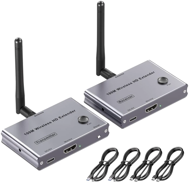 Main image of Wireless HDMI Transmitter and Receiver 100m/328ft,Plug & Play Wireless HDMI Extender Kit 4K Decode to Monitor from PC/Projector/TV Box