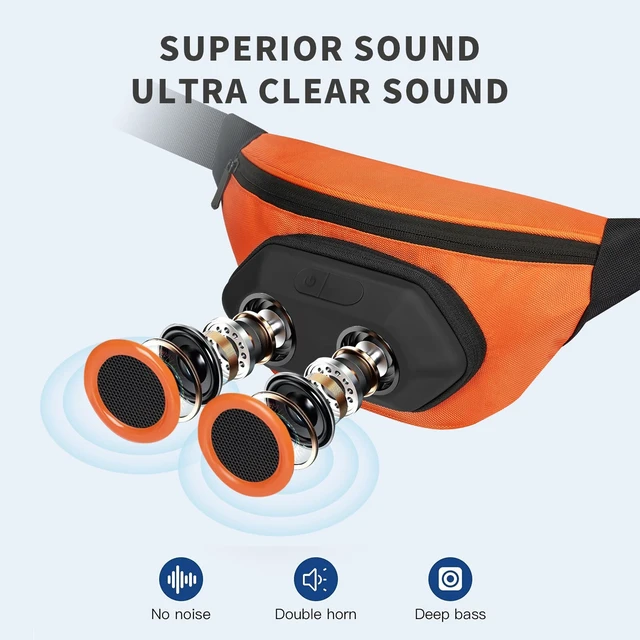 Alt view image 4 of 7 - Fanny Pack with Bluetooth Speaker, Portable Bluetooth Speakers, 10W Louder Volume, Crystal Clear Stereo Sound, Rich Bass, IPX7 Waterproof, Bluetooth 5.0, Wireless Speakers for Running, Sports