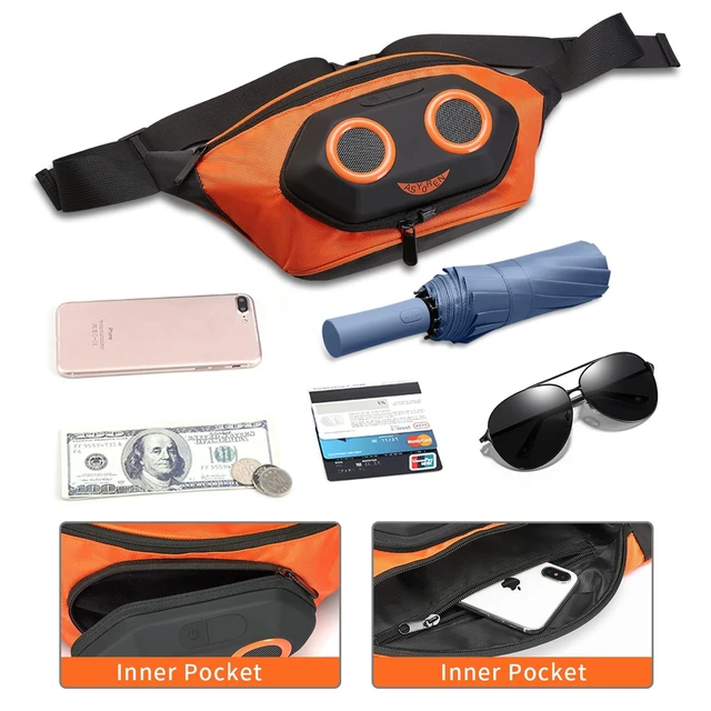 Alt view image 6 of 7 - Fanny Pack with Bluetooth Speaker, Portable Bluetooth Speakers, 10W Louder Volume, Crystal Clear Stereo Sound, Rich Bass, IPX7 Waterproof, Bluetooth 5.0, Wireless Speakers for Running, Sports