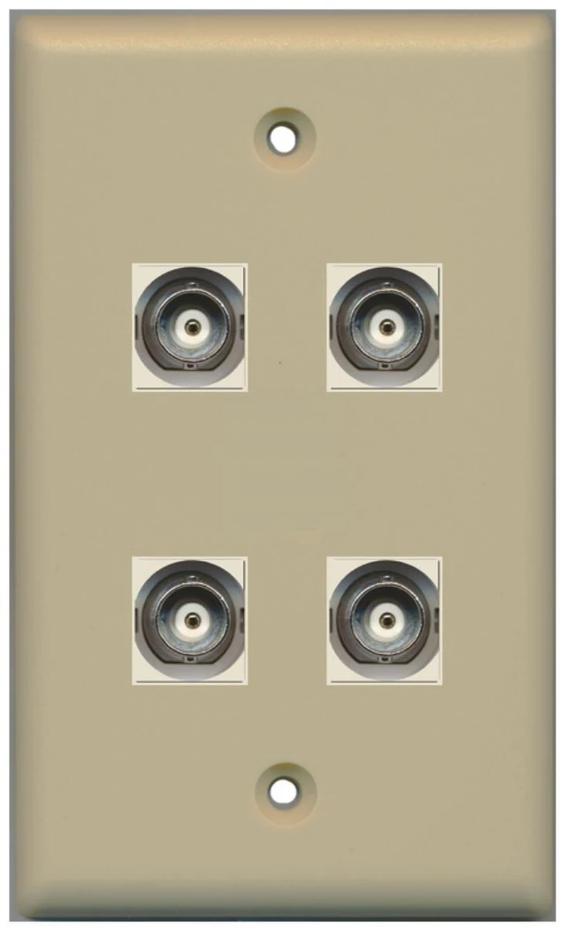 Main image of 4 Port BNC Female/Female HD-SDI Jack Wall Plate - Ivory