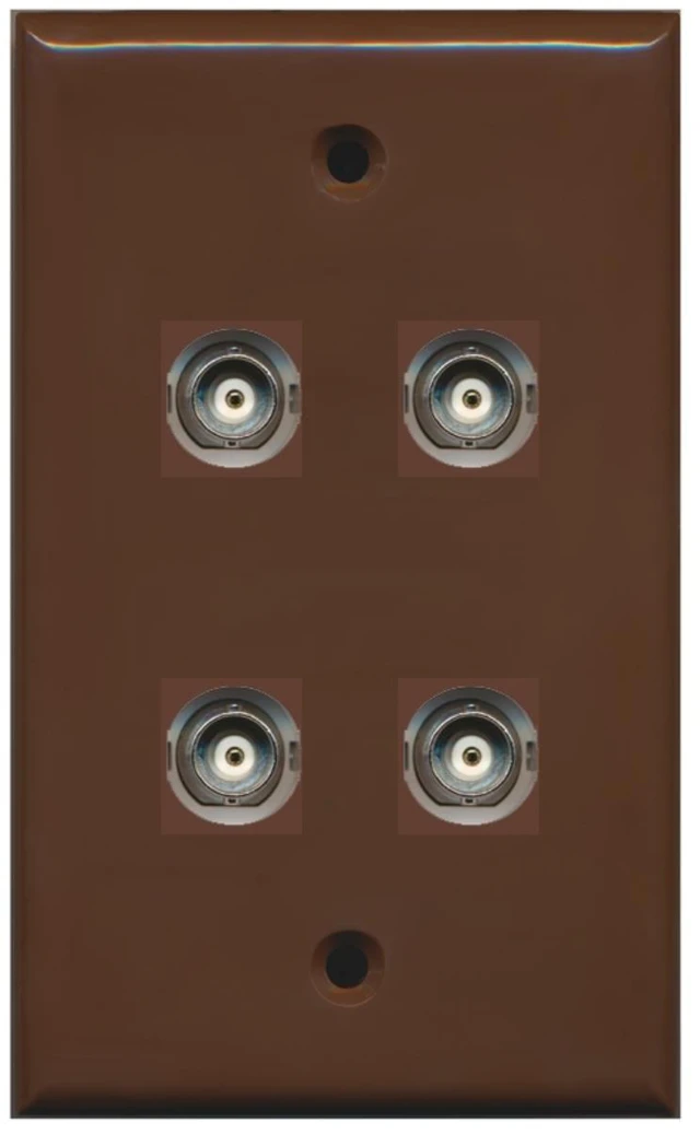 Main image of 4 Port BNC Female/Female HD-SDI Jack Wall Plate - Brown