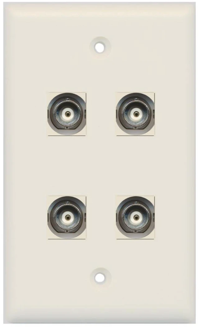 Main image of 4 Port BNC Female/Female HD-SDI Jack Wall Plate - Light Almond