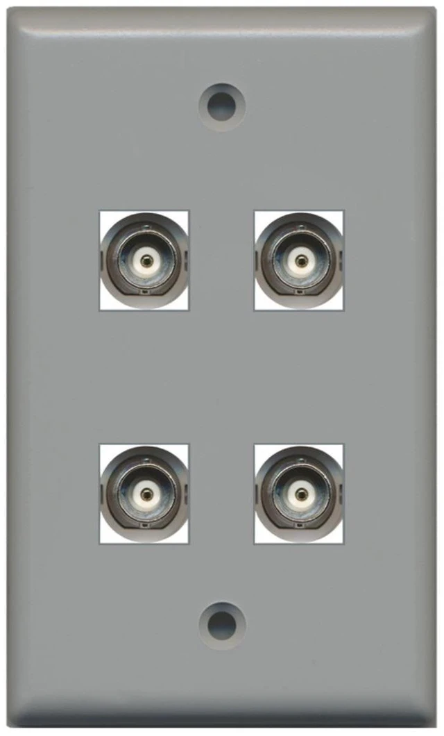 Main image of 4 Port BNC Female/Female HD-SDI Jack Wall Plate - Gray