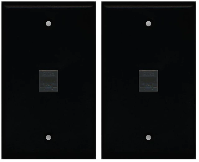 Main image of (2 Pack) 1 Port Cat5e Rj45 Ethernet Wall Plate Black