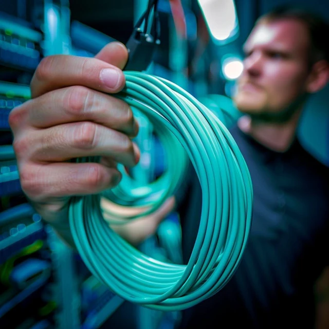 Alt view image 7 of 7 - Nissin Japan Connectors 50 ft MPO/MTP 12Fibers OM3 Type B Female to Female 40G/100G OM3 Multimode Fiber Trunk Cable, Type B Polarity Aqua FemaleFemale Pinless Connectors, LSZH Jacket for 40G/100G
