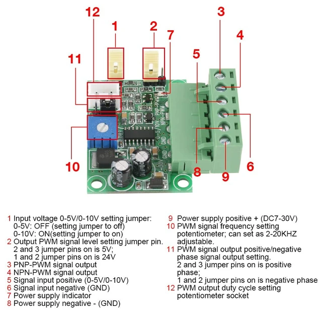 Alt view image 3 of 7 - Analog Voltage To Pwm Converter, 0-5V/0-10V Analog Input Voltage To 0-100% Pwm 2Khz20Khz Converter Module