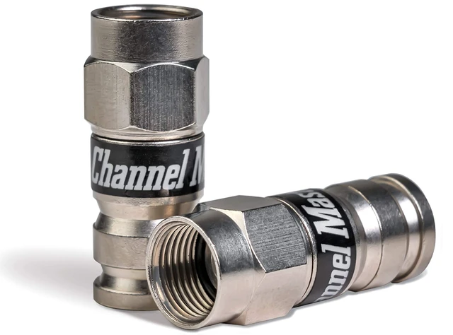Alt view image 2 of 2 - Coaxial Compression F-Connectors - Supports Standard, Dual, Tri & Quad Shield Cables, Weatherproof, Dual O-Rings for Moisture Protection, Ideal for Digital HDTV Antenna (25 Pack)