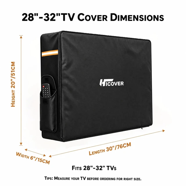 Alt view image 2 of 7 - Outdoor Waterproof TV Cover 1200D Oxford,For Outside Screen 28-32 inch TV Rollable front with zippers outdoor TV Weatherproof cover with Remote Pocket,designed for outdoor use TV cover