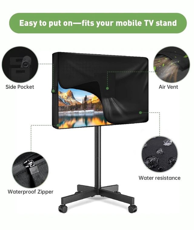 Alt view image 4 of 6 - Mobile TV Stand Cover for 45-60 Inch TVs,Waterproof TV Cover for Outdoor/Indoor Rolling TV Stand(57" L×30" H×7" W)