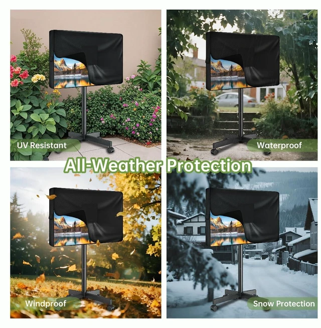 Alt view image 5 of 6 - Mobile TV Stand Cover for 45-60 Inch TVs,Waterproof TV Cover for Outdoor/Indoor Rolling TV Stand(57" L×30" H×7" W)