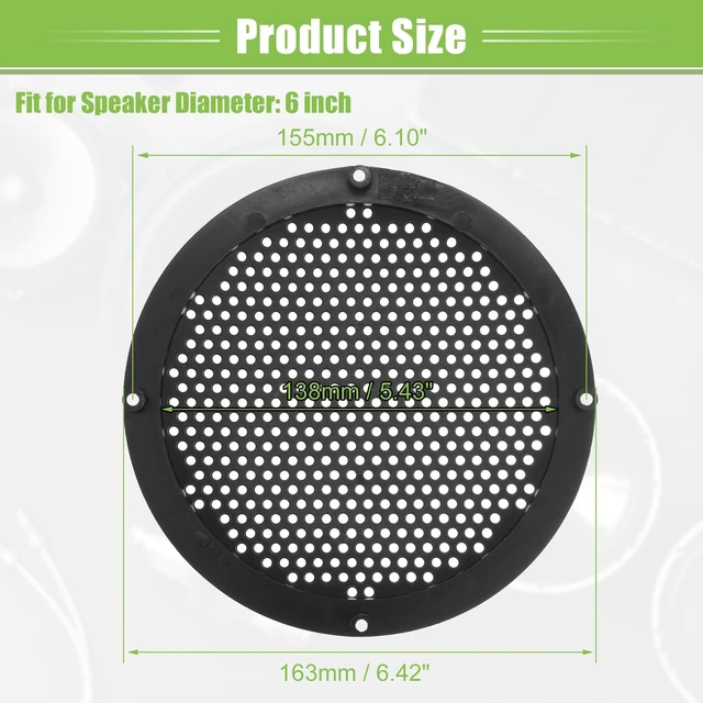 Alt view image 6 of 7 - Universal 6" Car Speaker Grills Cover Mesh - Pack of 2 6 Inch Audio Speaker Subwoofer Guard Protector Case, with Mounting Screws, ABS, Black