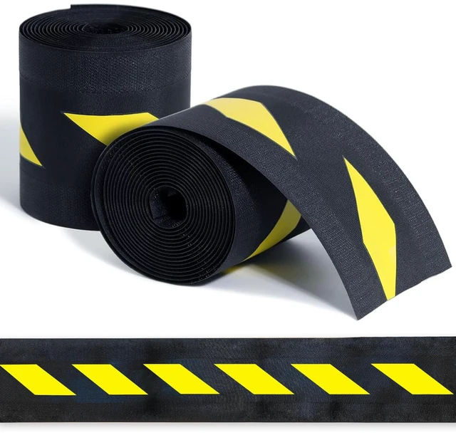 Main image of 2 Pcs Floor Cord Cover for Office Carpet Wire Cover Under Desk Cable Grip Strip Management Hold Cords in Place for Power Cords Audio Cables Coaxial Cable (3.9 Width X 10Length) (Black and Yellow)
