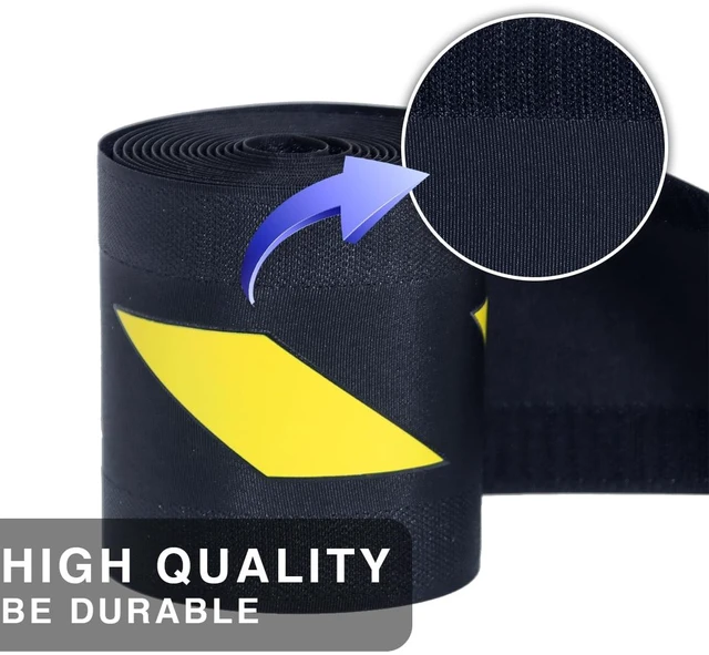 Alt view image 2 of 7 - 2 Pcs Floor Cord Cover for Office Carpet Wire Cover Under Desk Cable Grip Strip Management Hold Cords in Place for Power Cords Audio Cables Coaxial Cable (3.9 Width X 10Length) (Black and Yellow)
