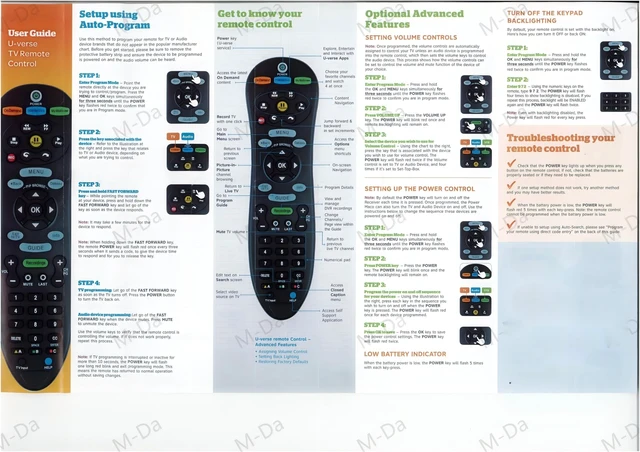 Alt view image 4 of 5 - S30 S30-S1B Remote for AT&T U-Verse Receiver, S30 Remote Replacement with U-Verse Receiver Cable Box ISB7005 ISB7000, Remote with Backlit Function