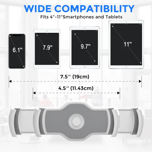 Alt view image 2 of 7 - Tablet Stand Holder, Stylish Aluminum iPad Stands, Foldable 360° Swivel iPad iPhone Table Stand Holder fits 4-11" Tablets/Smartphones for Kitchen Bedside Office POS Showroom Reception (White)