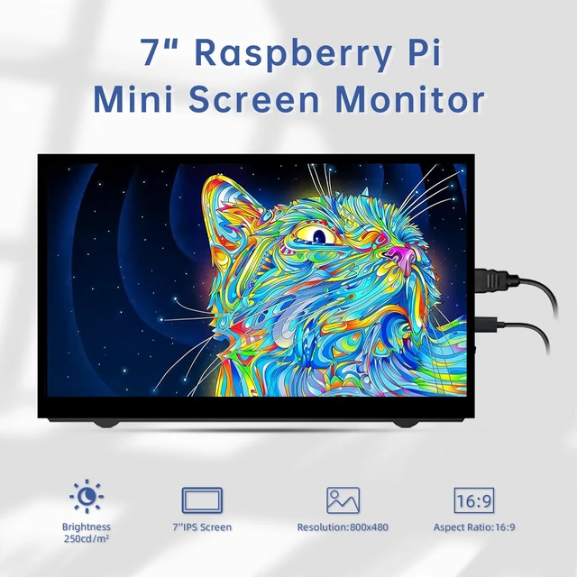 Alt view image 2 of 6 - Raspberry Pi Screen 7 Inch Mini Small Monitor 800x480 HDMI Monitor IPS LCD Screen Display for Raspberry Pi 5/4/3/Zero/Jetson Nano/Orange Pi/Win11/10/8/7, No-Touch