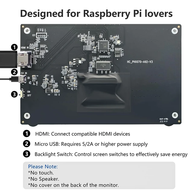 Alt view image 5 of 6 - Raspberry Pi Screen 7 Inch Mini Small Monitor 800x480 HDMI Monitor IPS LCD Screen Display for Raspberry Pi 5/4/3/Zero/Jetson Nano/Orange Pi/Win11/10/8/7, No-Touch