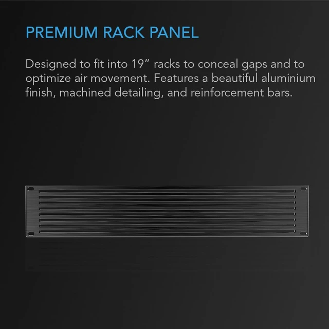 Alt view image 2 of 5 - Vented Rack Panel 2U, Rackmount 19" for Server, Network & AV Anodized Aluminum Vent Panel, Improves Airflow and Covers Unused Space in Server, Network, AV, Home Theater & Equipment Racks