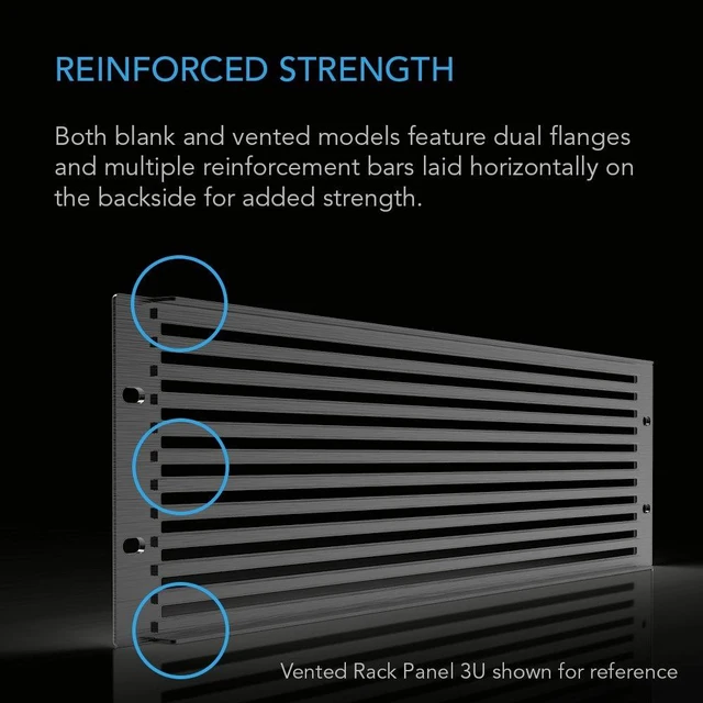 Alt view image 4 of 5 - Vented Rack Panel 3U, Rackmount 19" for Server, Network & AV Anodized Aluminum Vent Panel, Improves Airflow and Covers Unused Space in Server, Network, AV, Home Theater & Equipment Racks