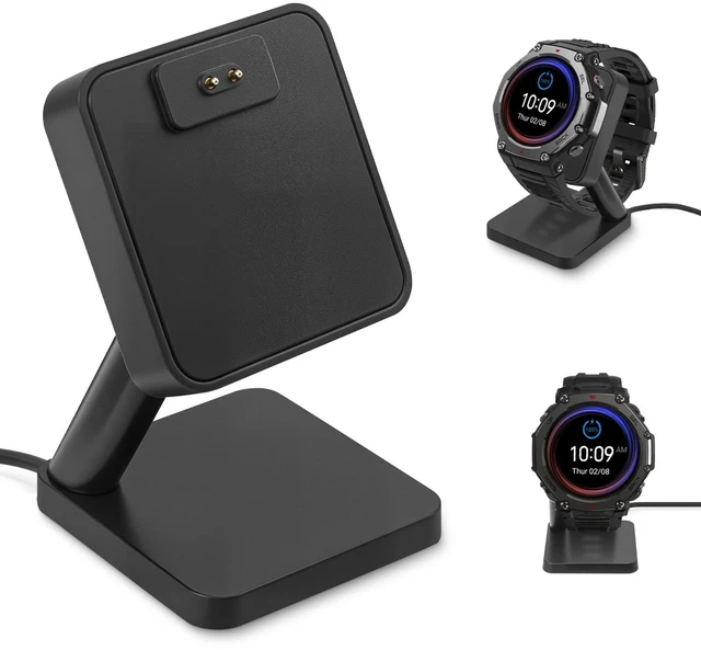 Main image of Desktop Charging Stand Compatible with Amazfit T-Rex 3 / T-Rex 3 Pro Smart Watch, Magnetic Charger Dock Replacement with 3.3FT USB Cable, Anti-Slip Charging Base Compatible with Helio Strap