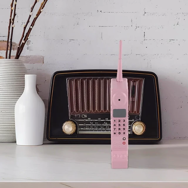 Alt view image 6 of 7 - Retro Brick Cell Phone Ornament - 90s Phone Prop Brick (Pink) Iron Brick Cellphone Model Vintage Cell Simulation Photographic Props for Photography,Movie Scenes,Home or Desktop Decoration