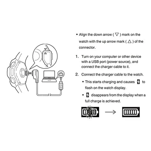 Alt view image 4 of 6 - Charger Cable for Casio G-Shock G-Squad GBD-H1000(Not GBD-H100) and GSR-H1000