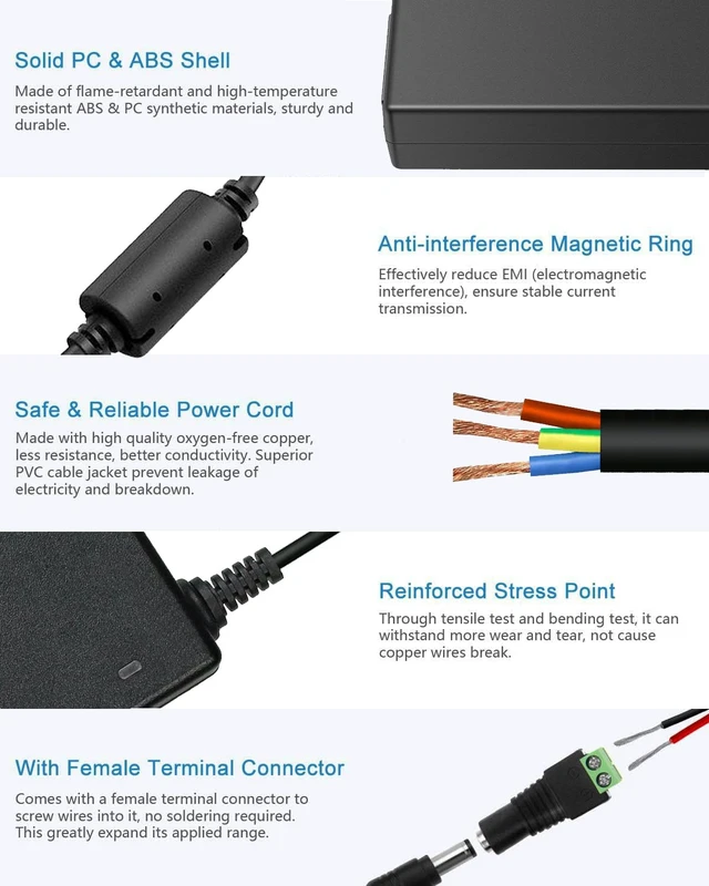 Alt view image 3 of 7 - 24V 96W LED Driver 120V AC to DC 24V 4A LED Transformer, AC-DC Power Adapter Supply for RGB W5050 WS2811 5050 3528 LED Strip Module Light, CCTV Camera, LCD Monitor, Massage Chair