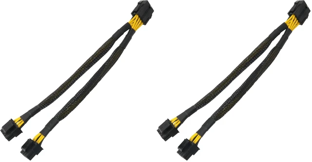 Main image of CPU 8 Pin Female to Dual PCIe 2X 8 Pin (4+4) Male Power Adapter Splitter Cable for Motherboard Power Adapter (Not GPU PCIe Splitter) (Pack of 2)