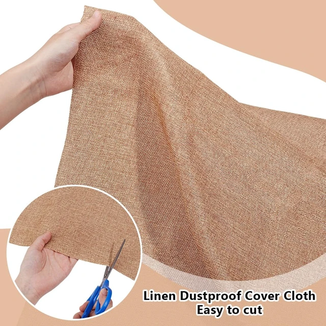 Alt view image 3 of 6 - 19.7x57.5 Inch Beige Speaker Grill Cloth Linen Speaker Fabric Dustproof Speaker Fabric, Stereo Fabric Replacement Mesh Cloth for Home Stage Speakers Media Cabinet KTV Boxes Repair