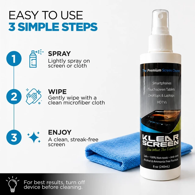 Alt view image 5 of 7 - KS-8 Refill Bottle - Alcohol Free Screen Cleaner - 8 oz Spray Form, For Computer Displays, Phone And Tablet Glass, No Ammonia, Non Toxic Formula, Made In USA, Sweet Scent