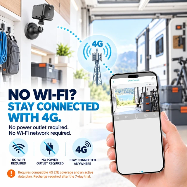Alt view image 6 of 7 - Mini 4G LTE Cellular Security Camera, 2K Small No WiFi Security Camera SIM Card Camera,15 Days Standby Battery, Magnetic Mount, Motion Alerts, Night Vision, for RV, Garage and Protected Storage