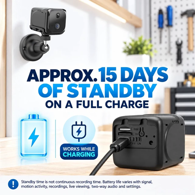 Alt view image 7 of 7 - Mini 4G LTE Cellular Security Camera, 2K Small No WiFi Security Camera SIM Card Camera,15 Days Standby Battery, Magnetic Mount, Motion Alerts, Night Vision, for RV, Garage and Protected Storage