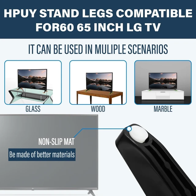 Alt view image 2 of 6 - for LG TV Legs Replacement for LG 65 Inch TV Legs with Screws Compatible for LG Models 60UJ6050 60UK6090 60UM6900 60UN7300 65UJ6300 65UK6090 65UM7300PUA