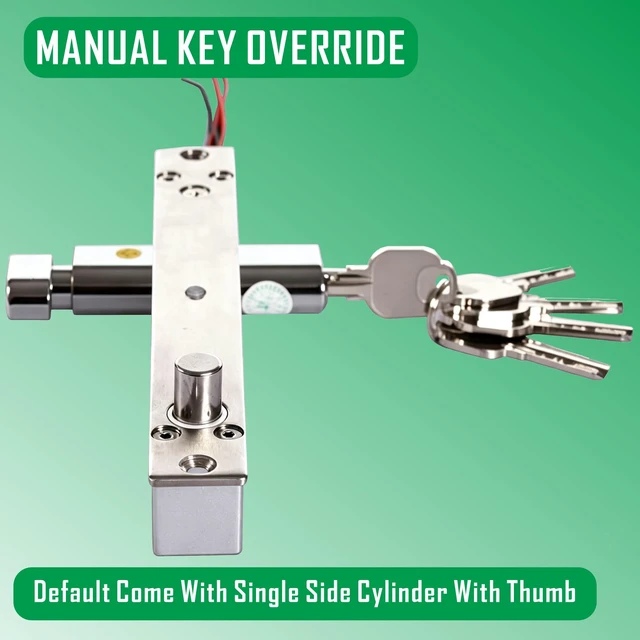 Alt view image 5 of 7 - Keyed Electric Drop Bolt Lock with Manual Key Override Fail-Secure Heavy Duty for Commercial Access Control Security System