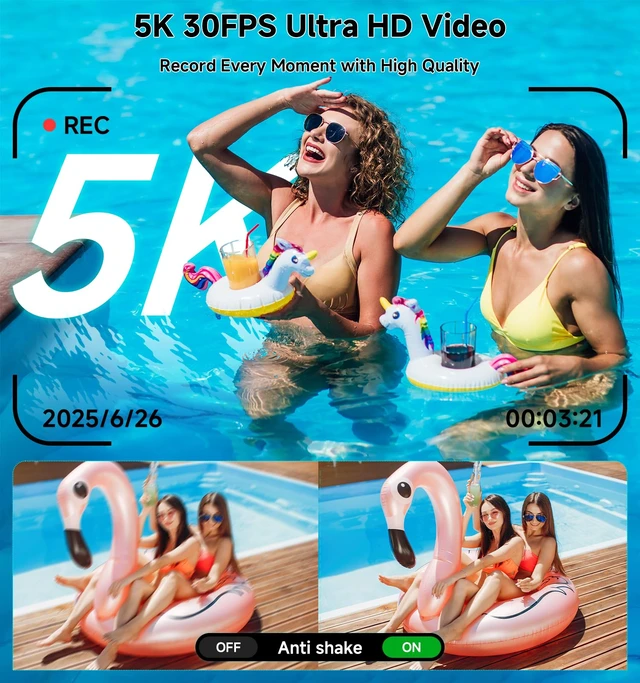 Alt view image 2 of 7 - 5K Digital Camera,80MP Cameras for Photography with 64GB SD Card,Autofoucs Vlogging Camera for YouTube with 180° Flip Screen,18X Zoom,Anti-Shake Compact Vlog Travel Camera for Beginner,Teens,Black