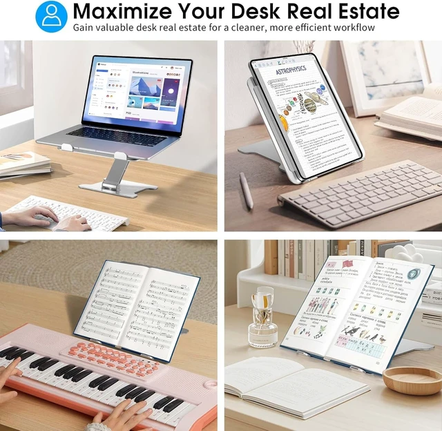 Alt view image 7 of 7 - LRLKFX Laptop Stand Portable Foldable Aluminum Laptop Riser Height Adjustable Ergonomic Holder for Desk Compatible with MacBook Air Pro, Dell, HP, Lenovo & More 10-15.6" - Black