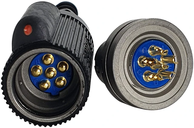 Main image of U-329/U (Injection Body) & U-283/U Audio Connector - 6-Pin Male & Female, MIL-DTL-55116 - Military Radio Handset Plug & Jack for PRC-148, PRC-152 - Waterproof, Made in Korea
