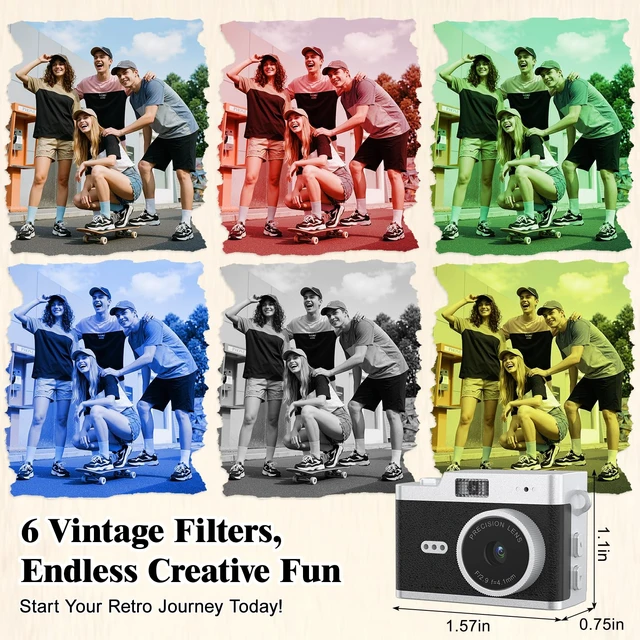 Alt view image 4 of 7 - Mini Keychain Camera,Retro 1080P Pocket Camera 32GB Card Ultra-Portable Tiny Video Recorder 6 Filters Small Vintage Bag Charm Travel Study Camping Party Snap Collectible Gift Kids Teens Adult Beginner