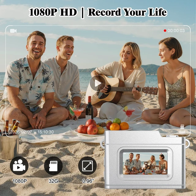 Alt view image 7 of 7 - Mini Keychain Camera,Retro 1080P Pocket Camera 32GB Card Ultra-Portable Tiny Video Recorder 6 Filters Small Vintage Bag Charm Travel Study Camping Party Snap Collectible Gift Kids Teens Adult Beginner
