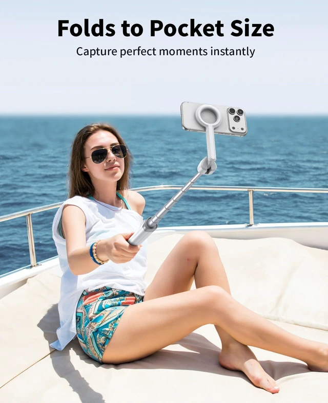 Alt view image 3 of 7 - Magnetic Tripod for iPhone, Selfie Stick Tripod Mount Ring for Magsafe, 360° Rotatable Portable Travel Tripod Cell Phone Stand with Metal Ring & Remote, Compatible with iPhone Android, 60"