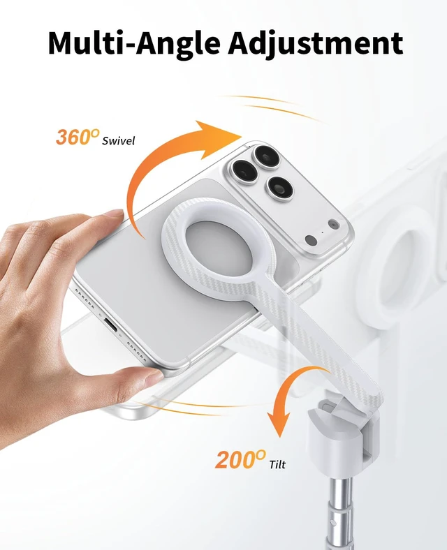Alt view image 5 of 7 - Magnetic Tripod for iPhone, Selfie Stick Tripod Mount Ring for Magsafe, 360° Rotatable Portable Travel Tripod Cell Phone Stand with Metal Ring & Remote, Compatible with iPhone Android, 60"