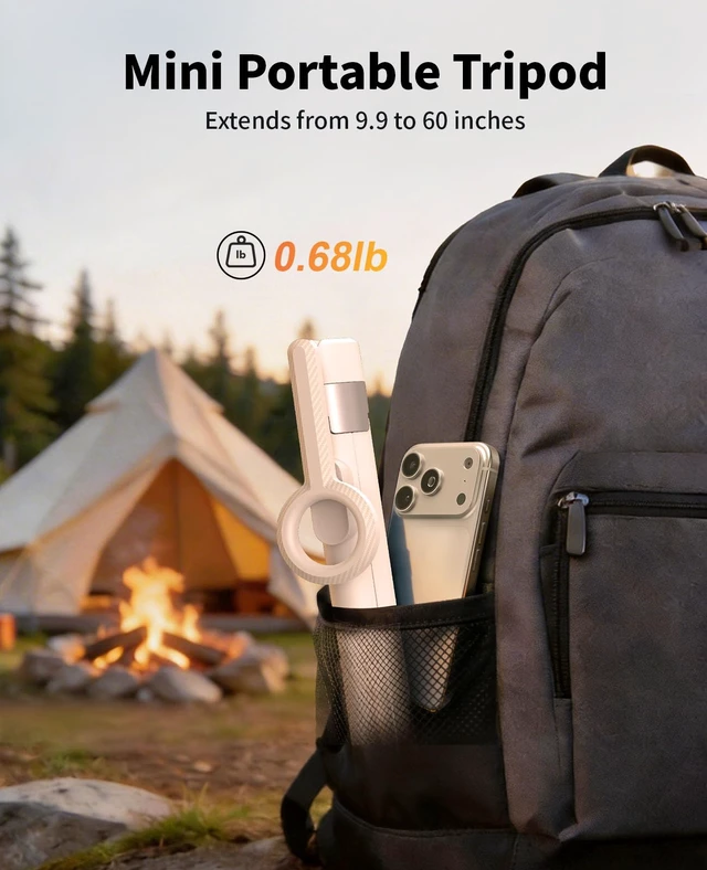 Alt view image 6 of 7 - Magnetic Tripod for iPhone, Selfie Stick Tripod Mount Ring for Magsafe, 360° Rotatable Portable Travel Tripod Cell Phone Stand with Metal Ring & Remote, Compatible with iPhone Android, 60"
