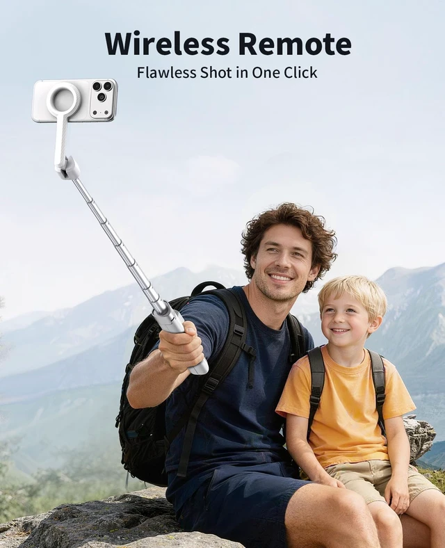Alt view image 7 of 7 - Magnetic Tripod for iPhone, Selfie Stick Tripod Mount Ring for Magsafe, 360° Rotatable Portable Travel Tripod Cell Phone Stand with Metal Ring & Remote, Compatible with iPhone Android, 60"