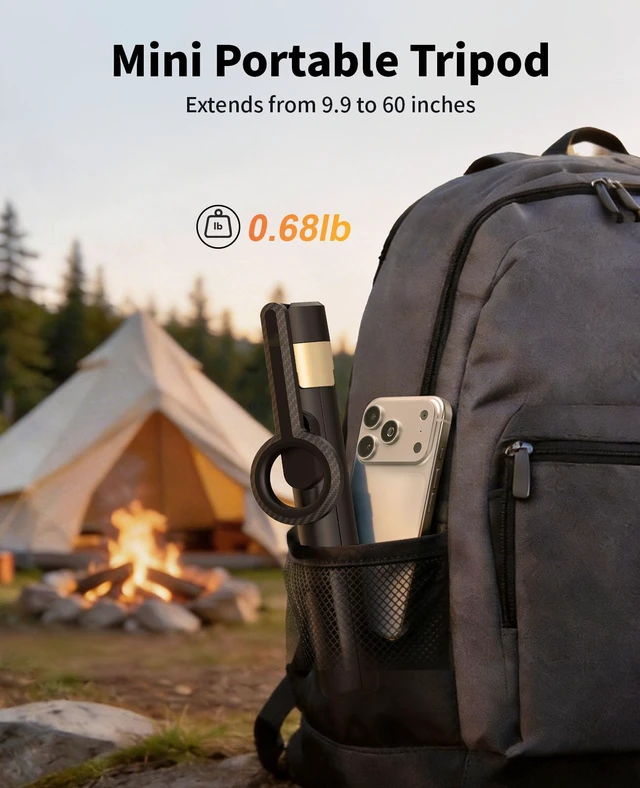 Alt view image 6 of 7 - Magnetic Tripod for iPhone, Selfie Stick Monopod Tripod for Magsafe, 360° Rotatable Travel Tripod Heads Cell Phone Stand with Metal Ring & Remote, Compatible with iPhone Android, 60"